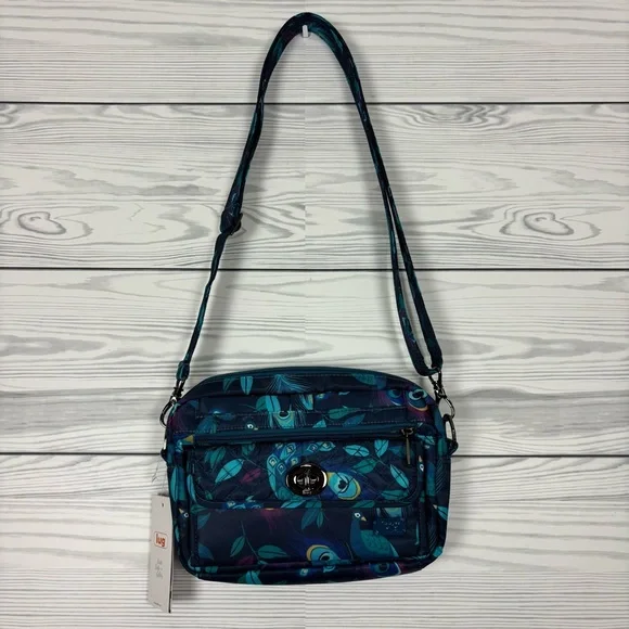 LUG Switch Convertible Crossbody Bag RFID NWT Peacock Print - Picture 2 of 13